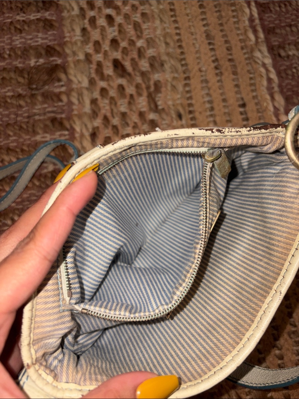 Celine Light Blue Canvas and Leather Crossbody Shoulder Bag - Picture 6 of 6